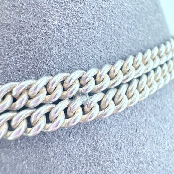 VTG Sterling Silver 925 Turquoise Double Curb Link Chain Bracelet 8.5" Length - Picture 6 of 12